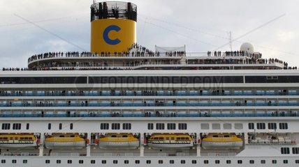 Passengers on a cruise ship in the Mediterranean