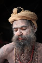 Portrait Sadhu covered with ashes Haridwar India
