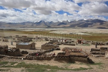 Nomad village and Lake Tso Kar Ladakh Himalayas India
