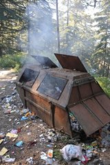 Burning waste in a trash Dharamsala Himalayas India