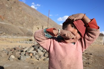 Portrait of boy Zanskari Ladakh Himalayas India