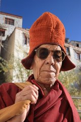 Portrait of a monk monastery Karcha Ladakh Himalayas India