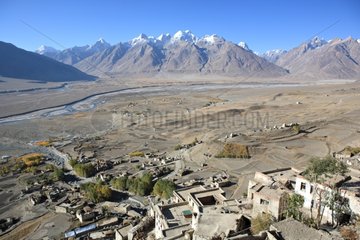 Village and monastery Karcha Zanskar Ladakh Himalayas India