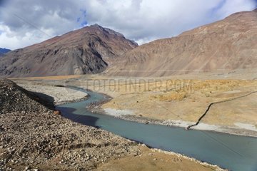 Zanskar river and mountain Ladakh Himalayas India