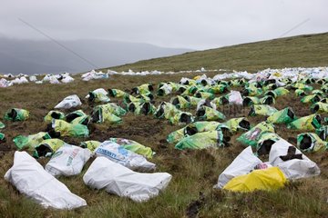 Peat bags ready to be swept Ireland