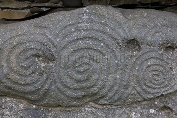 Rock carved with spirals Site of Newgrange Ireland