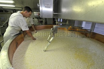 Making cheese Morbier AOC France