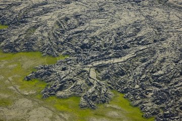 View of old lava flows to the southwest of Iceland
