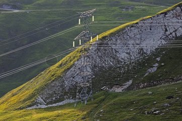 Power lines Petit Saint-Bernard pass France Alps