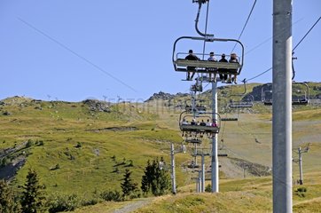 Chairlifts in summer Col du Petit Saint-Bernard France Alps