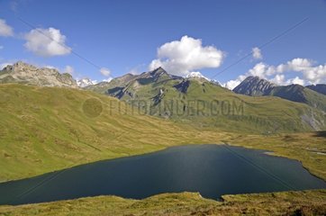 Verney Lake and Mt Blanc Petit St Bernard pass Alpes France