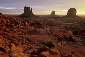 Sunrise on the mesas of Monument Valley USA