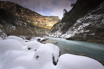 Snow on the banks of the Verdon gorges France