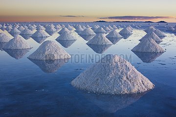 Artificial salt mounts in Salar de Uyuni Altiplano Bolivia