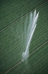 Aerial view of agricultural irrigation in Picardy France
