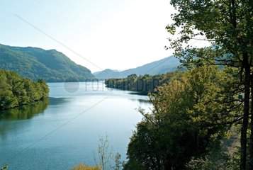 Lake Coiselet Condes in autumn in France
