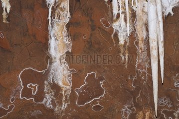 Wall covered with red clay crystallized Baoumo Rousso France
