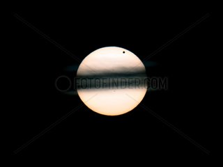 Transit of Venus across the Sun at sunrise
