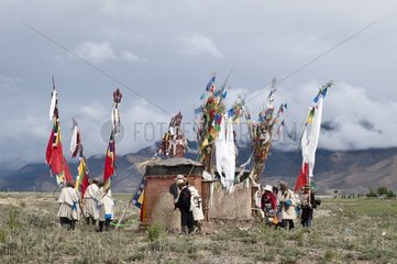 Traditional ceremony on the way from Shigatse to Lhasa Tibet