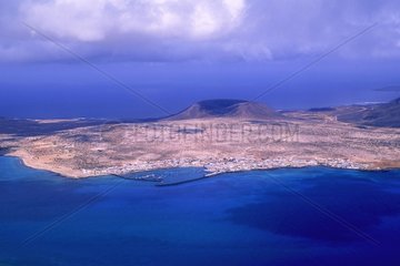 Aerial view of Graciosa Island in the Canary Islands