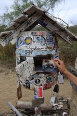 Barrel mailbox on Floreana Island in the Galapagos islands