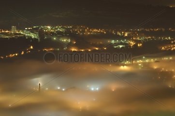 Fog and light pollution on the city of Chambéry France