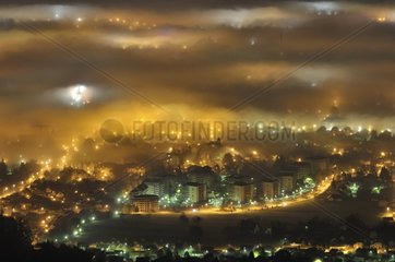 Fog and light pollution on the city of Chambéry France