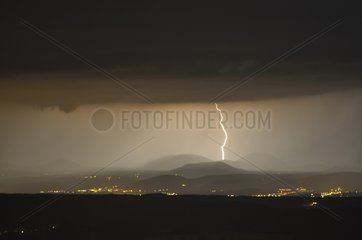 Lightning on the volcanic chain of Puys France