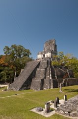 Temple of the Masks and Great Plaza Tikal mayan site