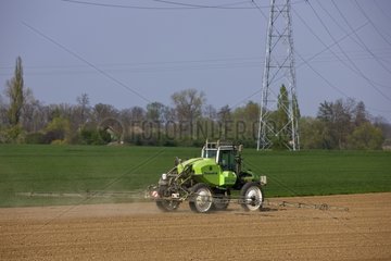 Spraying of pesticides in Alsace France