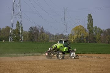 Spraying of pesticides in Alsace France