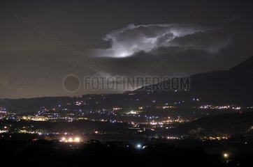 Cumulonimbus illuminated by lightning in Haute-Savoie France