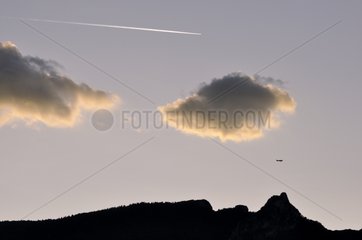Airliner and tourism and cumulus Savoie France