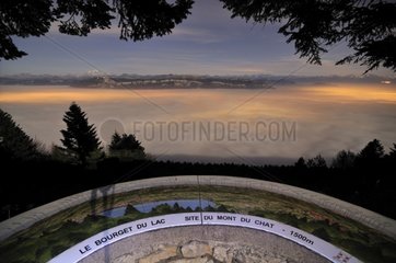 Sea of clouds illuminated by Aix-le and Chambery France