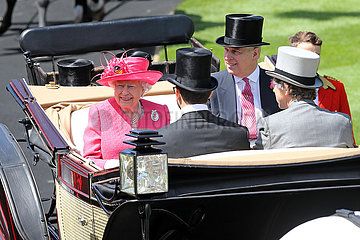 Royal Ascot  Portrait of HRH Queen Elizabeth the Second and Prince Andrew
