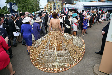 Royal Ascot  Fashion  woman with unusual dress at the racecourse