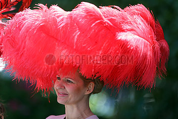 Royal Ascot  Fashion on Ladies Day  woman with hat at the racecourse