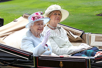 Royal Ascot  Portrait of HRH Queen Elizabeth the Second (left) and Princess Alexandra