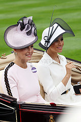 Royal Ascot  Portrait of HRH Sophie the Countess of Wessex (left) and TRH Meghan the Duchess of Sussex