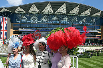Royal Ascot  Fashion on Ladies Day  women with hats at the racecourse