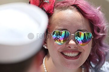 Royal Ascot  Fashion on Ladies Day  woman with sunglasses at the racecourse