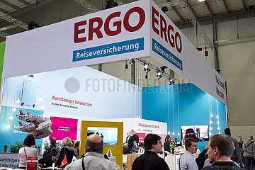 Berlin  Deutschland - Messestand der ERGO Reiseversicherung bei der ITB.