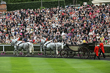 Royal Ascot  Royal Procession. Queen Elizabeth the Second arriving at the racecourse
