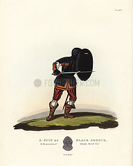 Soldier in black armour with rondell shield  1625.