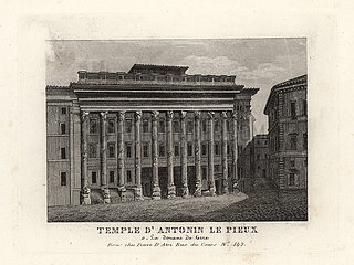 View of the Temple of Hadrian  Templum Divus Hadrianus  Rome  1849.