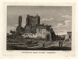 Ruins of Aqua Claudia aqueduct  Castelo dell'acqua Claudia  Rome  1830.