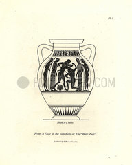 Depiction of Theseus killing the Minotaur from a vase in the collection of Thomas Hope.