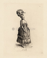 Woman in decolletage dress  era of Marie Antoinette.