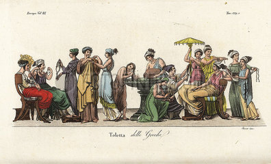 Ancient Greek women at their toilet.