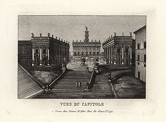View of the Capitoline Hill. Piazza del Campidoglio  Palazzo Senatorio  Rome  1849.
